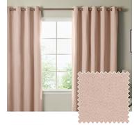 furn. The Ultimate Blackout Textured Eyelet Curtain Pair - Double Sided Woven Light Blocking Lined Curtains (Pink - Width 229 x Drop 183cm)