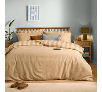 furn. The Ultimate Stripe Duvet Cover Set - Reversible Bold Narrow Striped Polycotton Bedding (Caramel Latte - Double)