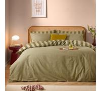 furn. The Ultimate Stripe Duvet Cover Set - Reversible Bold Narrow Striped Polycotton Bedding (Green Tea - King)