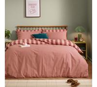 furn. The Ultimate Stripe Duvet Cover Set - Reversible Bold Narrow Striped Polycotton Bedding (Raspberry Smoothie - Double - 200x200cm)
