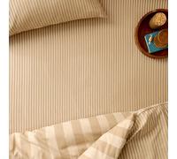 furn. The Ultimate Stripe Fitted Sheet - Tonal Narrow Striped Polycotton Bed Sheet (Caramel Latte - Single)