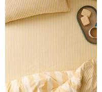 furn. The Ultimate Stripe Fitted Sheet - Tonal Narrow Striped Polycotton Bed Sheet (Custard Cream - King)