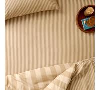 furn. The Ultimate Stripe Fitted Sheet - Tonal Narrow Striped Polycotton Bed Sheet (Caramel Latte - King)