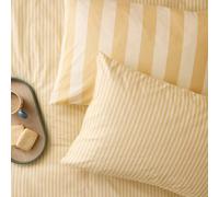 furn. The Ultimate Stripe Pillowcase Pair - Reversible Bold Narrow Striped Polycotton Pillow Covers (Custard Cream - 75x50cm)