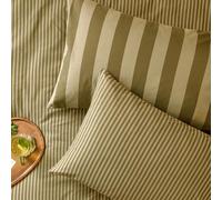furn. The Ultimate Stripe Pillowcase Pair - Reversible Bold Narrow Striped Polycotton Pillow Covers (Green Tea - 75x50cm)