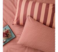 furn. The Ultimate Stripe Pillowcase Pair - Reversible Bold Narrow Striped Polycotton Pillow Covers (Raspberry Smoothie - 75x50cm)