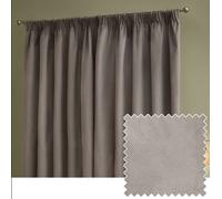 furn. The Ultimate Velvet Blackout Pencil Pleat Curtain Pair - Soft Stylish Light Blocking Thermal Matte Velvet Drapes (Silver - 117x183cm)
