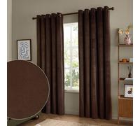 Furn The Ultimate Velvet 100% Blackout Plain Eyelet Curtain Pair In Chocolate Chocolate