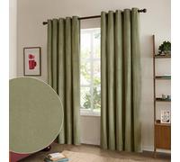 Furn The Ultimate Velvet 100% Blackout Plain Eyelet Curtain Pair in Green | Size: 117 cm width x 137 cm drop Furn Green 117 cm width x 137 cm drop