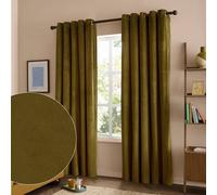 Furn The Ultimate Velvet 100% Blackout Eyelet Curtain Pair In Olive Olive