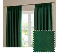 furn. The Ultimate Velvet Blackout Pencil Pleat Curtain Pair - Soft Stylish Light Blocking Thermal Matte Velvet Drapes (Emerald - 229x137cm)