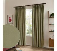 Furn The Ultimate Velvet 100% Blackout Pencil Pleat Curtain Pair In Green Green