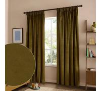 Furn The Ultimate Velvet 100% Blackout Pencil Pleat Curtain Pair In Olive Olive