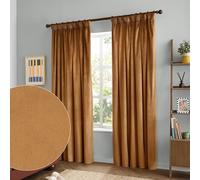 Furn The Ultimate Velvet 100% Blackout Plain Pencil Pleat Curtain Pair In Pale Orange Pale Orange