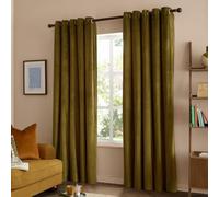 furn. The Ultimate Velvet Blackout Eyelet Curtain Pair (Olive - 168x183cm) | Soft Stylish Light Blocking Thermal Matte Velvet Curtains
