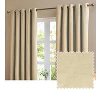 furn. The Ultimate Velvet Blackout Eyelet Curtain Pair - Soft Stylish Light Blocking Thermal Matte Velvet Drapes (Natural - 229x183cm)