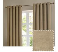 furn. The Ultimate Velvet Blackout Eyelet Curtain Pair - Soft Stylish Light Blocking Thermal Matte Velvet Drapes (Mocha - 229x229cm)