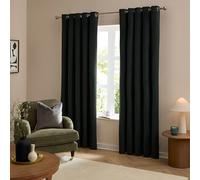 Furn - Eyelet Curtain Pair - The Ultimate Velvet Blackout - Thermal Matte Velvet - Black 168x229cm