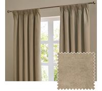 furn. The Ultimate Velvet Blackout Pencil Pleat Curtain Pair - Soft Stylish Light Blocking Thermal Matte Velvet Drapes (Mocha - 168x183cm)