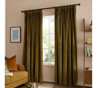 furn. The Ultimate Velvet Blackout Pencil Pleat Curtain Pair (Olive - 229x229cm)