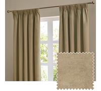 Furn The Ultimate Velvet Blackout Textured Woven Pencil Pleat Curtains Mocha 117Cm Width 183Cm Drop, Brown