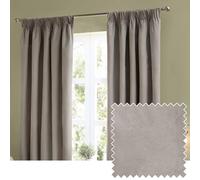 furn. The Ultimate Velvet Blackout Pencil Pleat Curtain Pair - Soft Stylish Light Blocking Thermal Matte Velvet Drapes (Silver - 117x137cm)