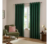 furn. The Ultimate Velvet Eyelet Curtain Pair - Soft Stylish Room Darkening Matte Velvet Drapes (Emerald - 168x137cm)