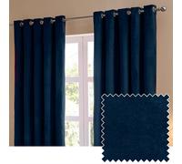furn. The Ultimate Velvet Eyelet Curtain Pair - Soft Stylish Room Darkening Matte Velvet Drapes (Royal - 229x183cm)