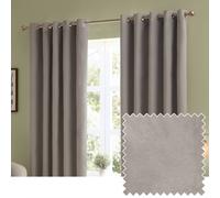 furn. The Ultimate Velvet Eyelet Curtain Pair - Soft Stylish Room Darkening Matte Velvet Drapes (Silver - 168x137cm)