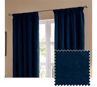 furn. The Ultimate Velvet Pencil Pleat Curtain Pair - Soft Stylish Room Darkening Matte Velvet Drapes (Royal - 229x229cm)