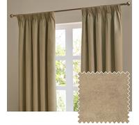 Furn The Ultimate Velvet Textured Woven Pencil Pleat Curtains Mocha 117Cm Width 137Cm Drop, Brown