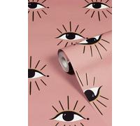 Theia Abstract Foiled Printed Wallpaper Furn Pink One Size