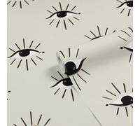 furn. Theia Abstract Eye Printed Wallpaper, Grey/Beige