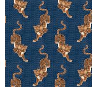 Furn. Tibetan Tiger Blue Animal Printed Wallpaper Sample
