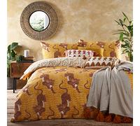 furn. Tibetan Tiger Duvet Cover Set - Double - Mustard