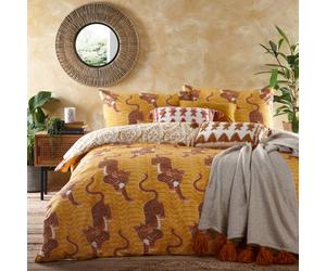 Furn. Tibetan Tiger Tribal Reversible Duvet Cover Set, King, Yellow