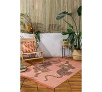 furn. Tibetan Tiger Outdoor Washable Rug - Tribal Inspired Design, Weatherproof and UV Resistant (Coral - 120x170cm)
