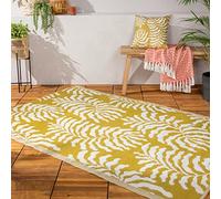 furn. Tocorico Rug - Indoor/Outdoor Reversible Jacquard Weave Durable Weather Resistant Easy Clean Tropical Rug (Mustard - 120x180cm)