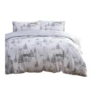Furn Toile Duvet Cover Set - White/Grey - White/Grey - Double