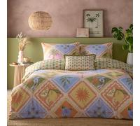 Furn. Tropicala Duvet Cover Set - Reversible Tropical Pastel Holiday Polycotton (Multicolour - Double)