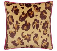 Furn. True Leopard Piped Velvet Feather Rich Cushion