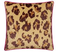 furn. True Leopard Piped Velvet Feather Rich Cushion - Multicolour - 43x43cm