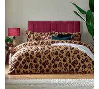 furn. True Leopard Duvet Cover Set - Bold Animal Piped Edge Easy Care Bedding (Multicolour - Double - 200x200cm)