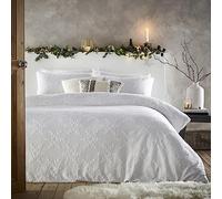 Snowflake Tufted 100% Cotton Duvet Cover Set Furn White Super King