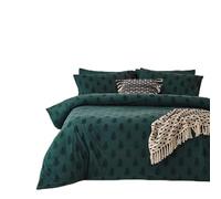 furn. Tufted Tree Duvet Cover Set (Pine Green - Super King) | Crisp Percale 100% Cotton Tufted Tree Festive Christmas Easycare Bedding