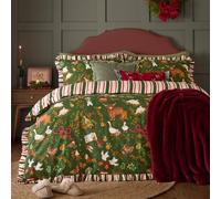 furn. Twelve Days Frill Duvet Cover Set (Green - King)