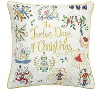Furn Twelve Days Of Xmas Embroidered Piped Cushion Multi