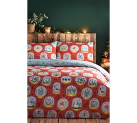 furn. Twelve Days of Christmas Duvet Cover Set, Cotton 50% Polyester, Red, 3pcs, King