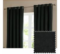 Furn The Ultimate Velvet Blackout Eyelet Curtains 117 x 137c Black