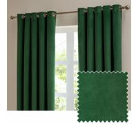 Furn - Eyelet Curtain Pair - The Ultimate Velvet - 100% Blackout, Thermal - Emerald 117x137cm